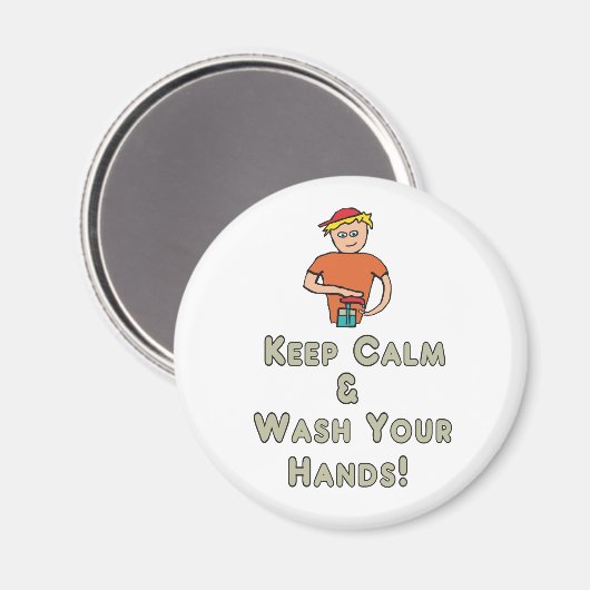 Keep Calm Wash Your Hands Magnet (Vorderseite/Rückseite)