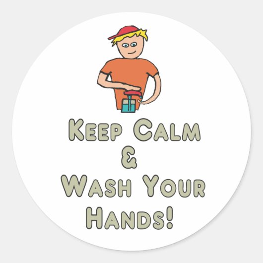 Keep Calm Wash Your Hands Runder Aufkleber (Vorderseite)