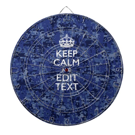 Keep Calm Your Text on Blue Digital Tarnung Dartscheibe (vorne)