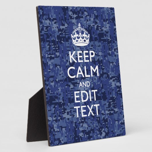 Keep Calm Your Text on Blue Digital Tarnung Fotoplatte (Seite)