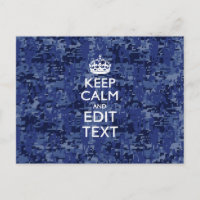 Keep Calm Your Text on Blue Digital Tarnung