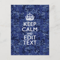 Keep Calm Your Text on Blue Digital Tarnung