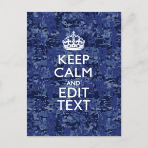 Keep Calm Your Text on Blue Digital Tarnung Postkarte