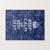 Keep Calm Your Text on Blue Digital Tarnung Puzzle (Horizontal)