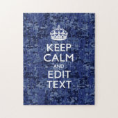 Keep Calm Your Text on Blue Digital Tarnung Puzzle (Vertikal)