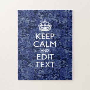 Keep Calm Your Text on Blue Digital Tarnung Puzzle