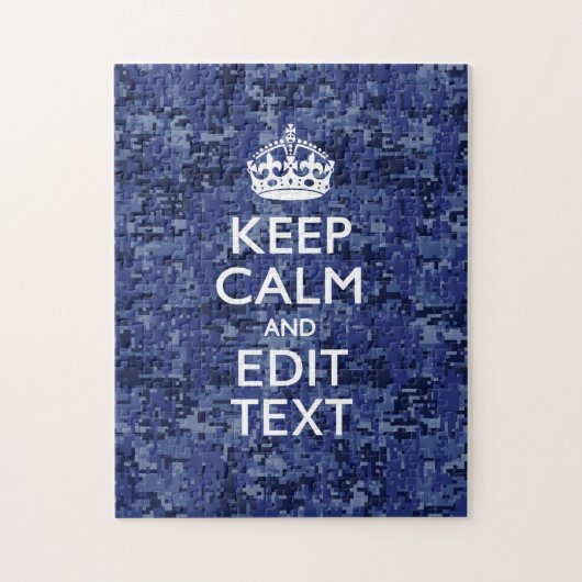 Keep Calm Your Text on Blue Digital Tarnung Puzzle (Vertikal)