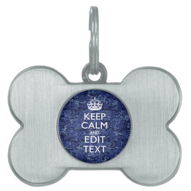 Keep Calm Your Text on Blue Digital Tarnung Tiermarke (Vorderseite)