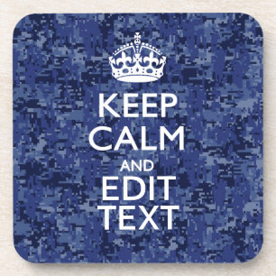 Keep Calm Your Text on Blue Digital Tarnung Untersetzer