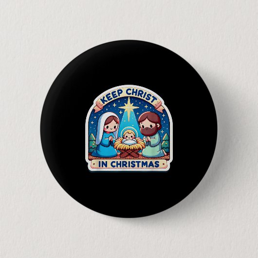 Keep Christ In Christmas Nativity Scene Manger Jes Button (Vorderseite)