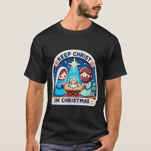 Keep Christ In Christmas Nativity Scene Manger Jes T-Shirt (Vorderseite)