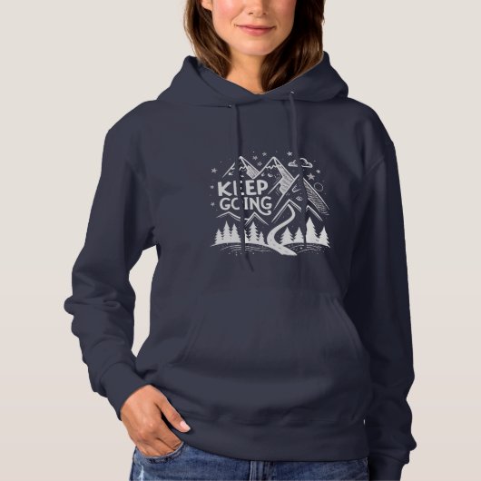 Keep Going Mountain Hoodie – Handgezeichnete Geome (Vorderseite)