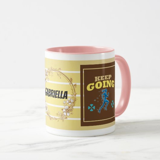 Keep Going – Personalized Motivational Floral Mug  Tasse (VorderseiteRechts)