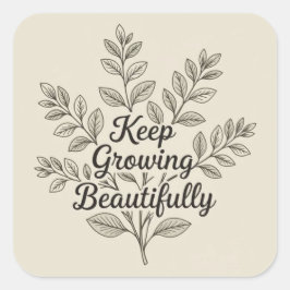 Keep growing beautifully quadratischer aufkleber
