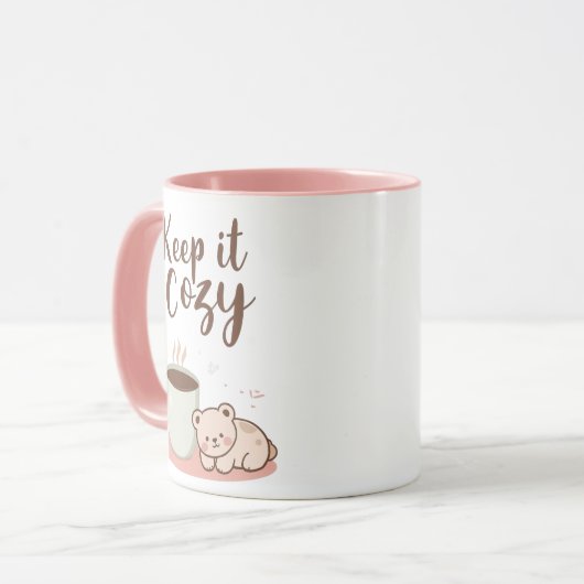 "Keep it Cozy" with Sleepy Bear and Coffee Tasse (Vorderseite Links)