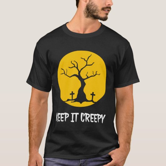 Keep It Creepy Full Moon Cemetery Silhouette Hallo T-Shirt (Vorderseite)