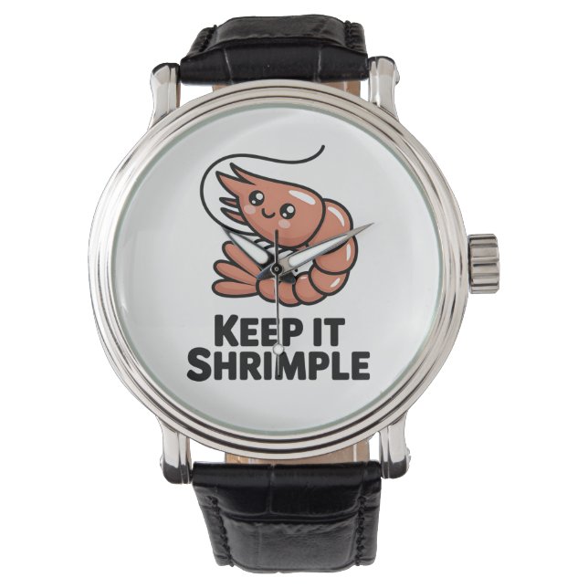 Keep It Shrimple Kawaii Garnele Armbanduhr (Vorderseite)