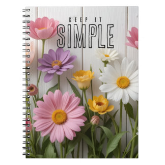 "Keep It Simple" Blumenmuster Notizblock