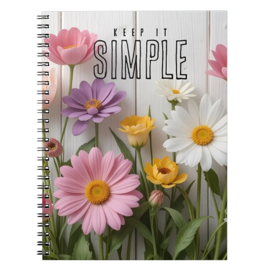 "Keep It Simple" Blumenmuster Notizblock (Vorderseite)