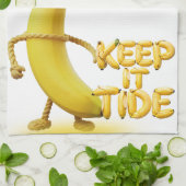 Keep It Tide – Lustige Banane-Typografie Minimalis Geschirrtuch (Gefaltet)