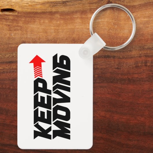 Keep Moving – Powerful Red Motivation Quote Design Schlüsselanhänger (Rückseite)