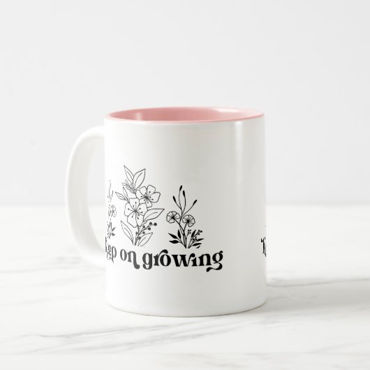 Keep on Growing Motivational Plant Lover Zweifarbige Tasse (Vorderseite Links)