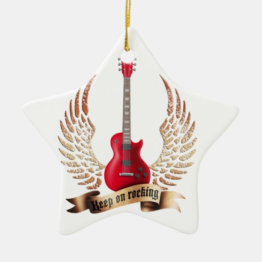 keep on rocking electric guitar wings keramik ornament (Vorne)