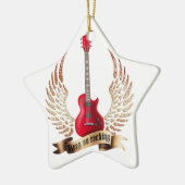 keep on rocking electric guitar wings keramik ornament (Links)