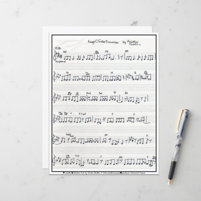 Keep Promise Song Signed Sheet Music paper sheet (Vorderseite/Rückseite Beispiel)