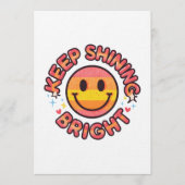 Keep Shining Bright Sticker – Retro 90s Smiley Einladung (Vorderseite)