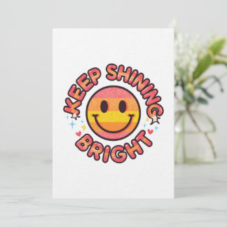 Keep Shining Bright Sticker – Retro 90s Smiley Einladung