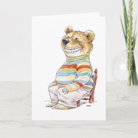 Keep Smiling Braces Bear Card Karte (Vorderseite)