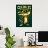 Keep Smiling Crocodile – Funny Cartoon Character Poster (Heimbüro)