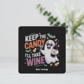 Keep the Candy, I’ll Take the Wine Funny Halloween Einladung (Stehend Vorderseite)