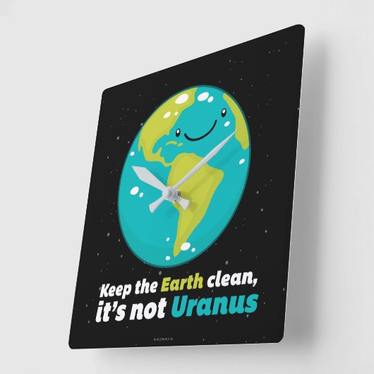Keep The Earth Clean Quadratische Wanduhr (Winkel)