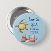 Keep the Sea Plastic Free Turtle Bags Button (Vorne & Hinten)