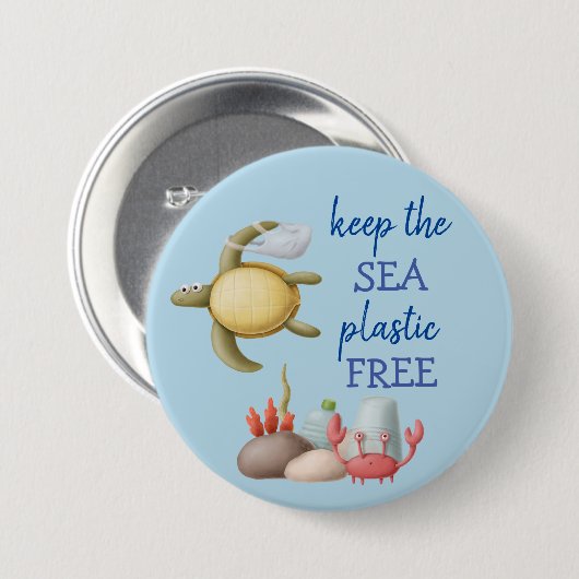 Keep the Sea Plastic Free Turtle Bags Button (Vorne & Hinten)