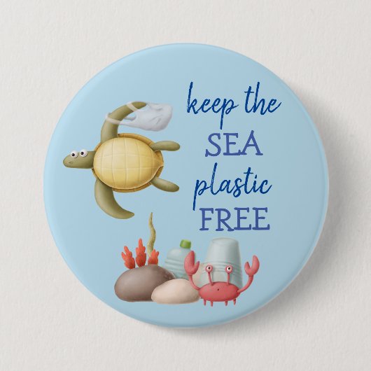 Keep the Sea Plastic Free Turtle Bags Button (Vorderseite)