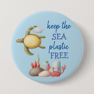 Keep the Sea Plastic Free Turtle Bags Button