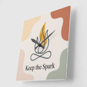 Keep The Spark Quadratische Wanduhr (Winkel)