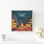 Keep Your Fire Quadratische Wanduhr (Zuhause)