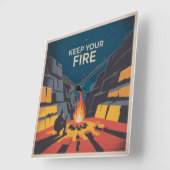 Keep Your Fire Quadratische Wanduhr (Winkel)