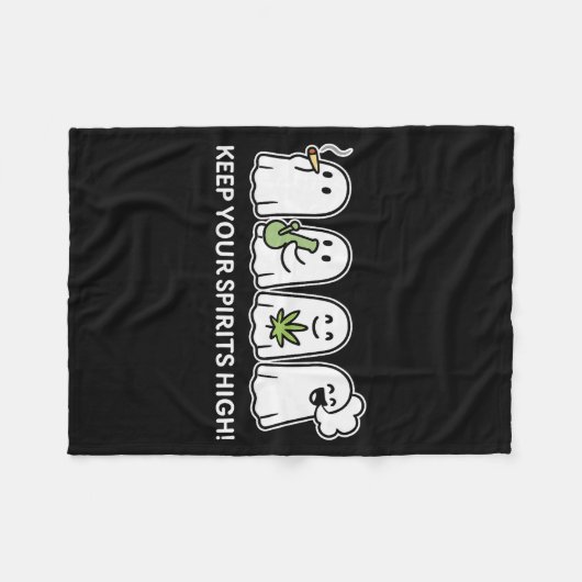 Keep Your Srits High Ghost Smoking Weed Halloween  Fleecedecke (Vorderseite (Horizontal))