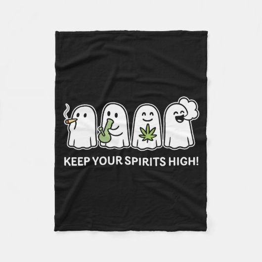 Keep Your Srits High Ghost Smoking Weed Halloween  Fleecedecke (Vorderseite)