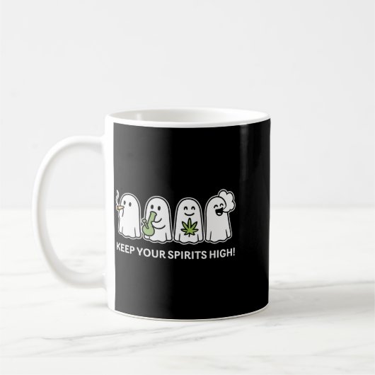Keep Your Srits High Ghost Smoking Weed Halloween Kaffeetasse (Links)