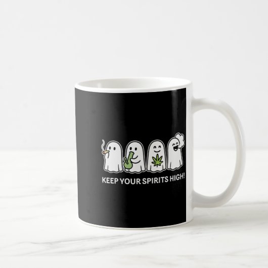 Keep Your Srits High Ghost Smoking Weed Halloween Kaffeetasse (Rechts)