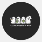 Keep Your Srits High Ghost Smoking Weed Halloween Runder Aufkleber (Vorderseite)