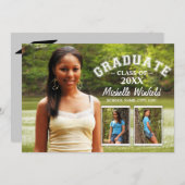 Keepake 3 Foto Moderner Text Overlay-Abschluss Einladung (Vorne/Hinten)