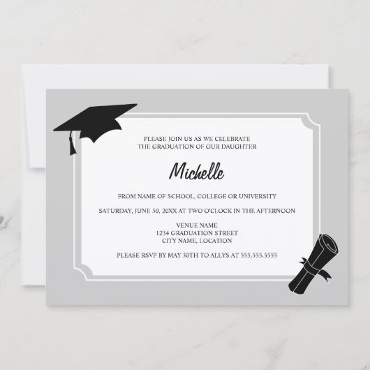 Keepake 3 Foto Moderner Text Overlay-Abschluss Einladung (Rückseite)