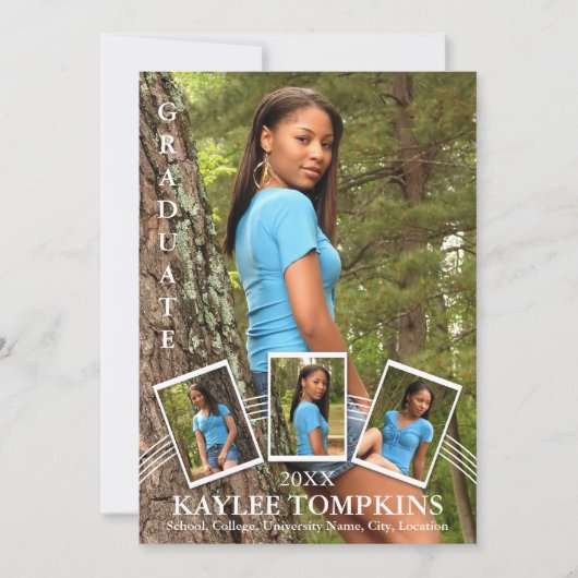 Keepake 4 Foto Moderner Abschluss Einladung (Vorderseite)